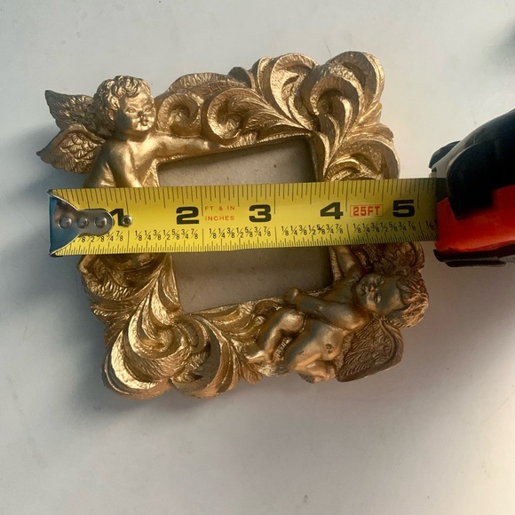 Vintage Gold Ornate Angels Cherubs Picture Frames 5” Set of 2 - Picture 5 of 6